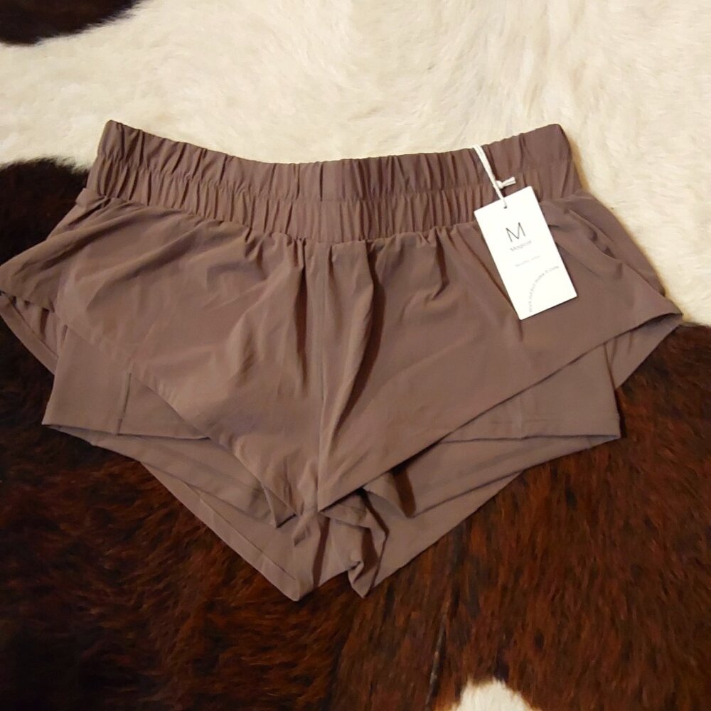 NWT Popflex Active low-rise supershort in color "Iron" size medium